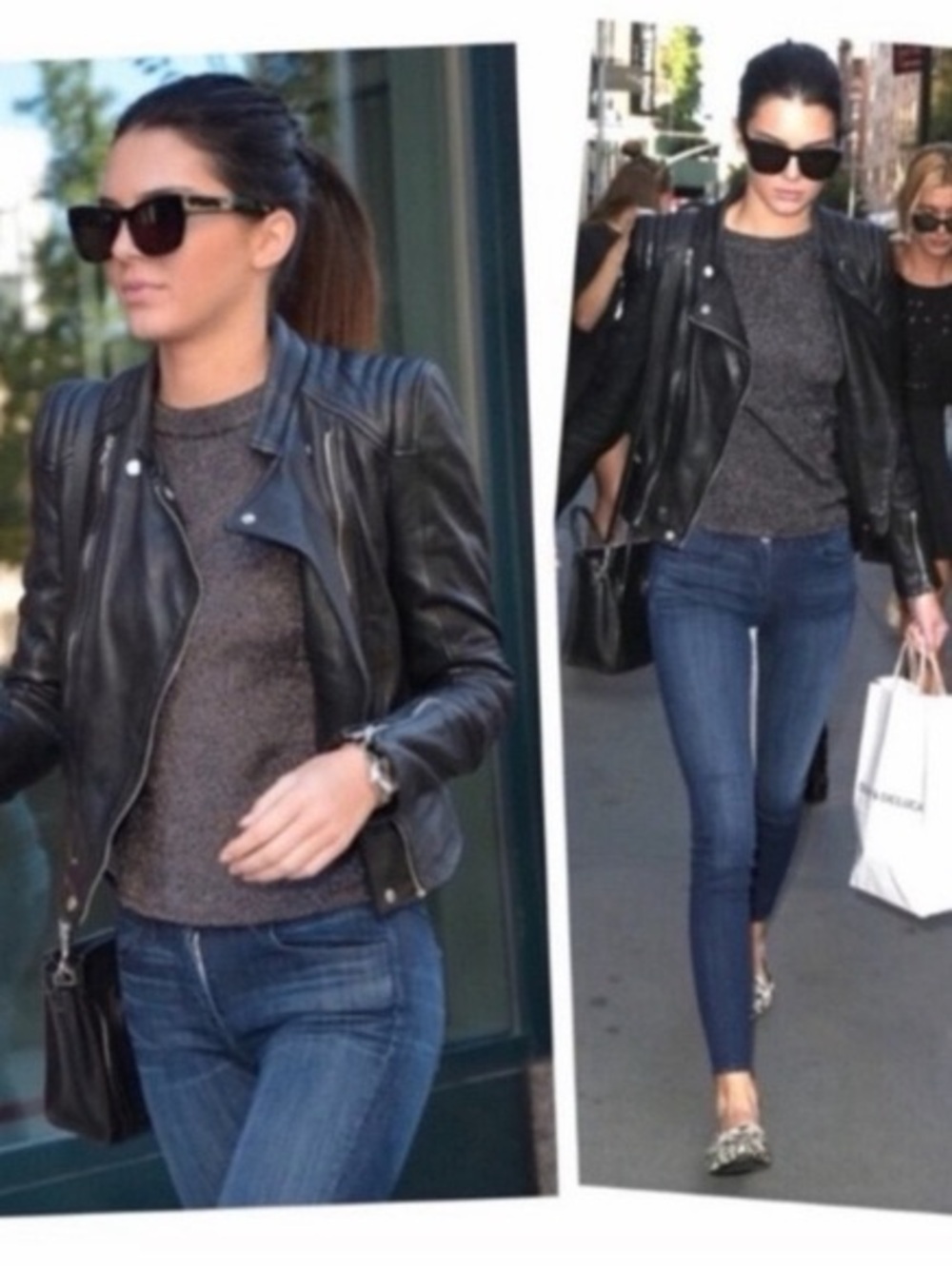 Zara Black Leather Biker Jacket with Moto Detailing